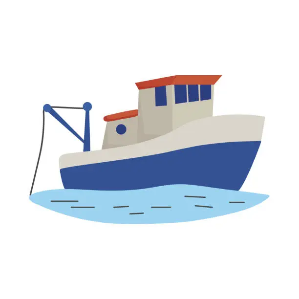 Vector illustration of Fishing boat icon clipart avatar logotype isolated vector illustration