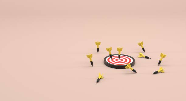 istock Target, miss the target, target shooting, dart, correct decisions, bow and arrow, dart on target, hits and misses (3d illustration) 2147638913