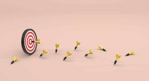 istock Target, miss the target, target shooting, dart, correct decisions, bow and arrow, dart on target, hits and misses (3d illustration) 2147638918