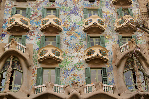 A building by Antoni Gaudi in Barcelona, Spain
