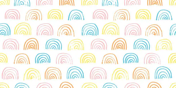 Vector illustration of Bright colorful textured rainbow arc shape pattern