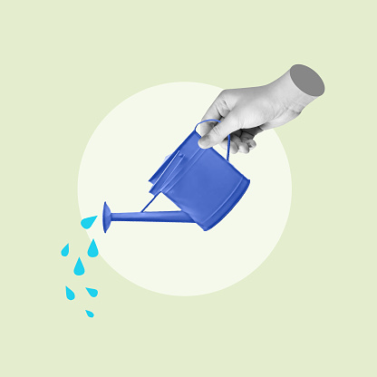 Watering can, hand with watering can, watering plants, watered, garden maintenance, water, pour water, water drops, Watering can