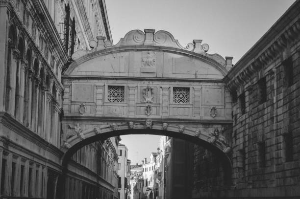Bridge of Sighs in Venice Italy in black and white