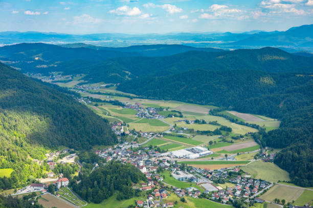 istock Polhov Gradec Mountain Town view from Above. 2147655315