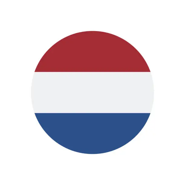 Vector illustration of Netherlands flag. Circular flag icon. Standard colors. Computer illustration. Digital illustration. Vector illustration.