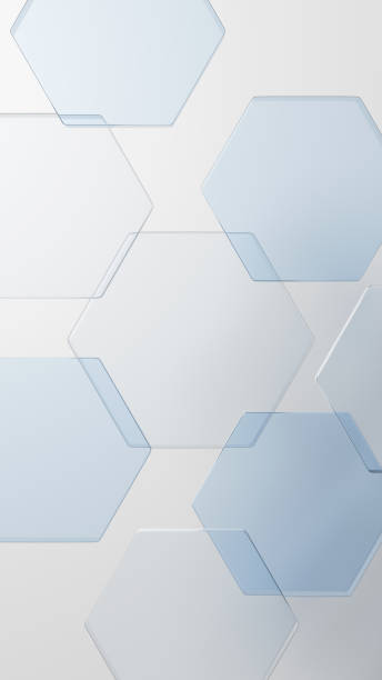 istock 3D Illustration.Blue and clear hexagonal glass on white background. (Vertical) 2147665140