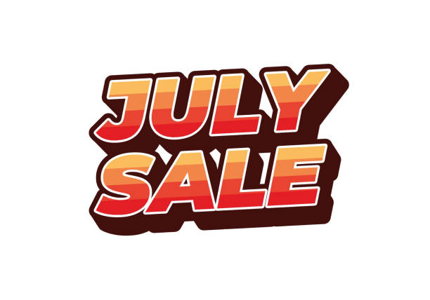 illustrazioni stock, clip art, cartoni animati e icone di tendenza di july sale. text effect in 3 dimension style and eye catching colors - fourth dimension immagine