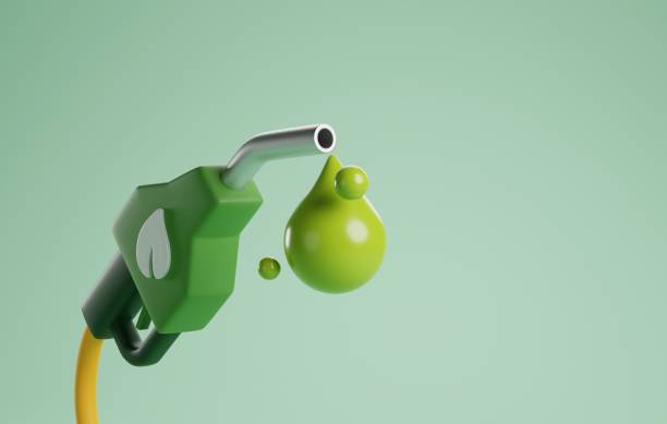 istock 3D Icon of Diesel Pump Nozzle with Eco-Friendly Gasoline Drop and Leaf Symbol. 3D Render 2147671127