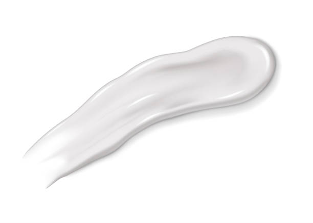 istock Realistic 3D smear of white cream on an isolated white background 2147671325