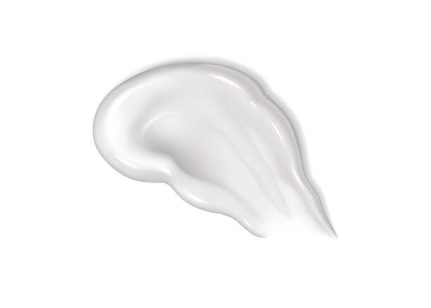 istock Realistic 3D smear of white cream on an isolated white background 2147671327