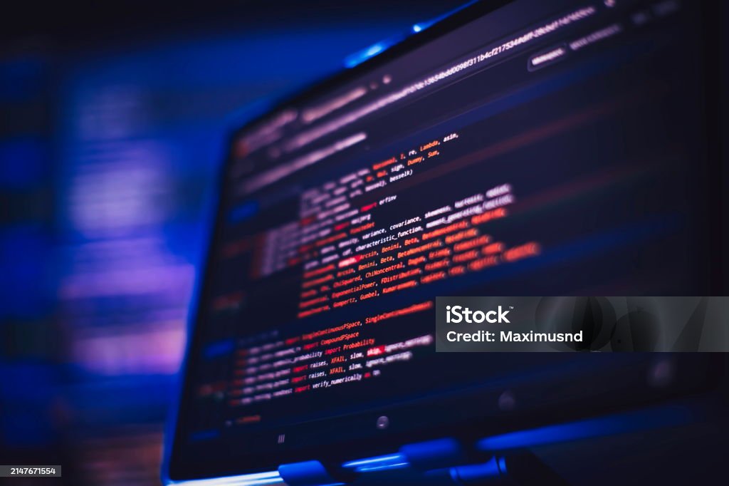 Running Computer Data Programming Coding Script Text On Screen Notebook ...