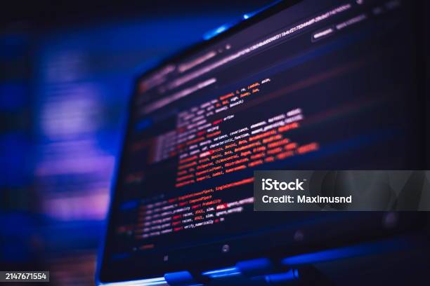 Running Computer Data Programming Coding Script Text On Screen Notebook ...