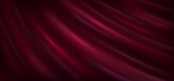 Deep red rippled fabric material realistic vector background. Award ceremony concept design. Luxury noble cloth backdrop illustration