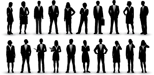 Highly detailed business people silhouettes.