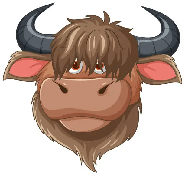 Vector illustration of Vector illustration of a cute yak's face