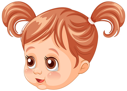 Cute illustrated baby girl with big eyes