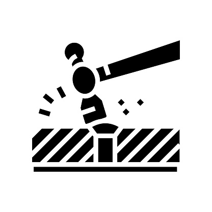 riveting blacksmith glyph icon vector. riveting blacksmith sign. isolated symbol illustration