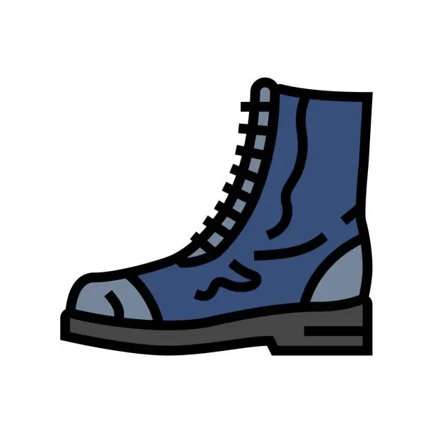 Vector illustration of combat boot vintage fashion color icon vector illustration