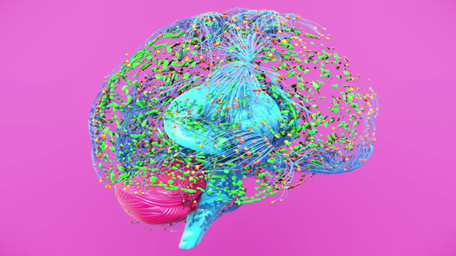 Futuristic polygonal 3d brain.