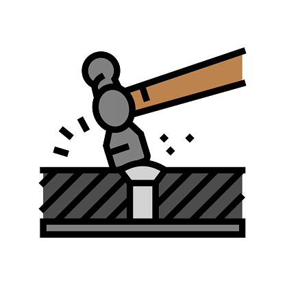 riveting blacksmith color icon vector. riveting blacksmith sign. isolated symbol illustration
