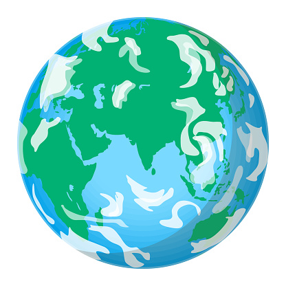 Earth. Asia, Europe, Africa and Indian Ocean. Vector illustration.
