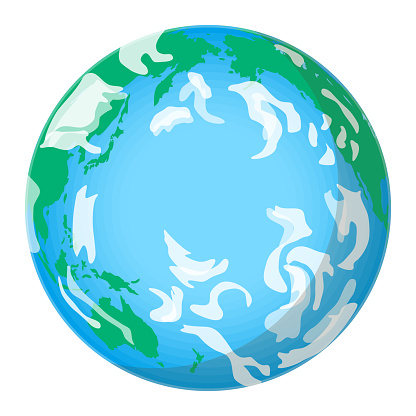 Earth. Pacific Ocean, Oceania, Asia and America. Vector illustration.