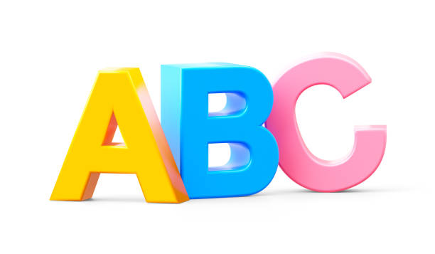 ABC 3d font alphabet letter symbol isolated on white background with abc typography text sign of set type character illustration design object for education basic word colorful puzzle english concept.