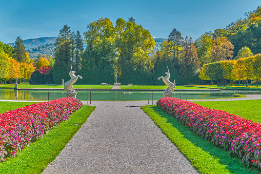 Salzburg, Austria -  October 6, 2022: The the park of the Hellbrunn palace