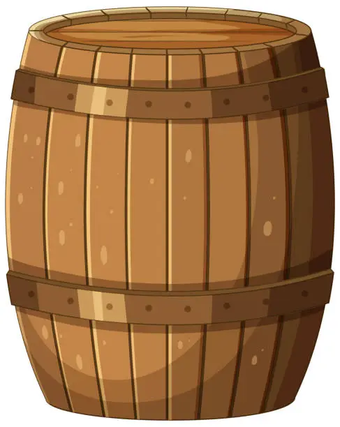 Vector illustration of Vector graphic of a classic wooden barrel