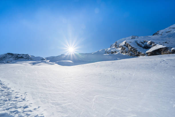 Winter snow covered mountain Allalin, Saas-Fee, Switzerland
