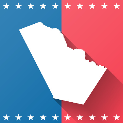 Map of Bee County - Texas, on a blue and red colored background. The blue color represents the Democratic Party and the red color represents the Republican Party. White stars are placed above and below the map. Vector Illustration (EPS file, well layered and grouped). Easy to edit, manipulate, resize or colorize. Vector and Jpeg file of different sizes.