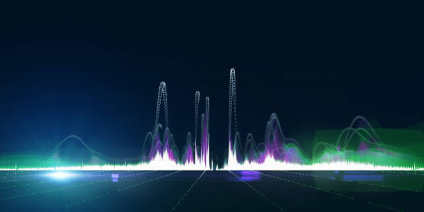 Abstract background color graph with white circles in lines and spot on dark. Interlacement  technology data concept in virtual space. Banner for business, science and technology data analytics. Big Data.