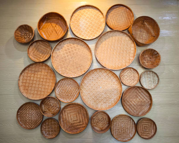 istock Many wicker tray wall hanging decoration on the concrete wall.
The home interior decor 2147681845