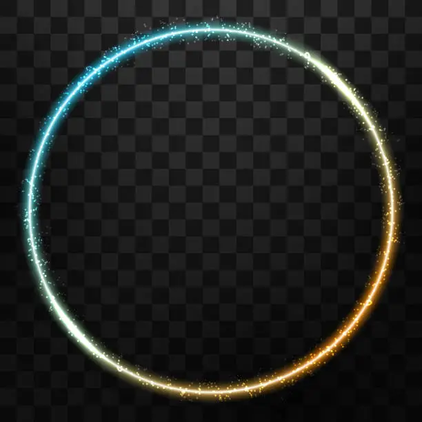 Vector illustration of Fiery light circles glow effect, sparkling golden glitter