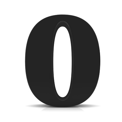 0 zero null black number graphic illustration isolated on white background in high resolution for print and business
