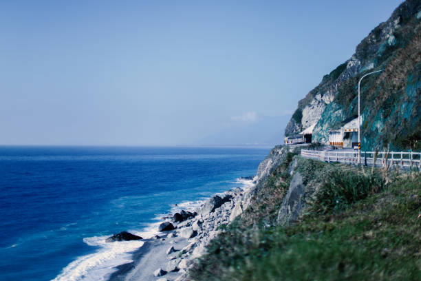The rugged scenery along the coast of Suhua Road, Road No. 9 Ding and Heren Section, in eastern Taiwan, was taken 1 minute before the magnitude 7.2 earthquake in the eastern waters of Taiwan on April 3, 2024.