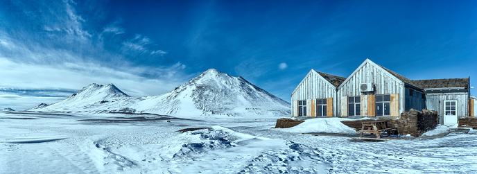 Heavy snowstorms batter Iceland's mountains and cabins.