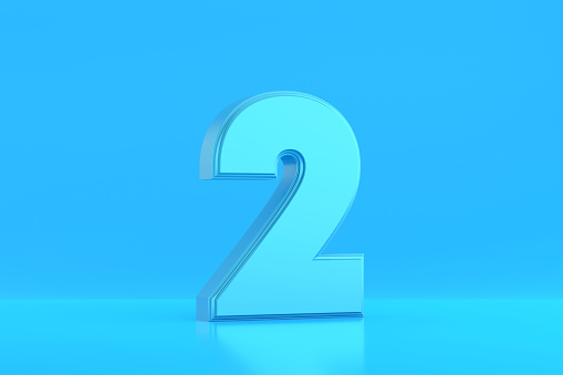 3D golden number 2 - isolated with clipping path