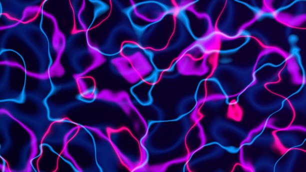 istock Abstract blue, pink purple background with liquid electric neon lines, top view. Liquid lightning background, digital plastic neon blue gradient lines. 8k wallpaper 4k screensaver. 2147684616