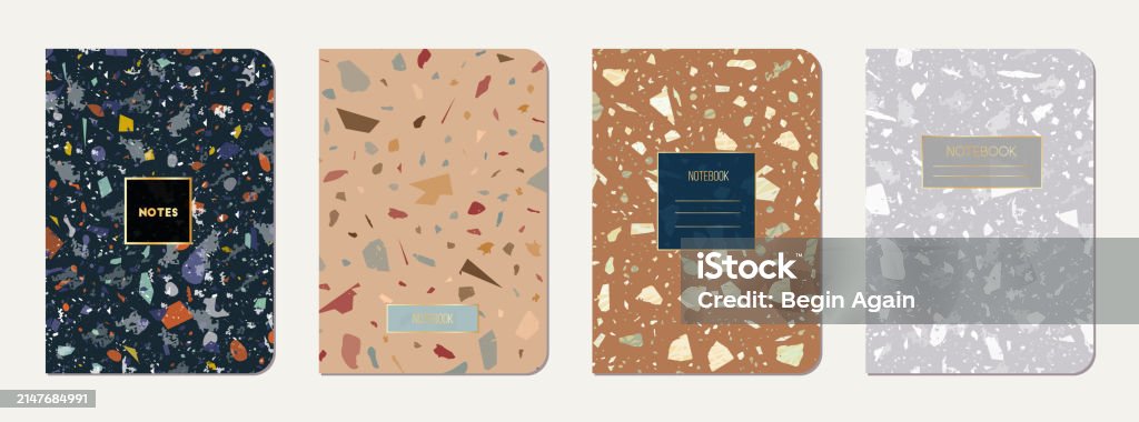 Note Cover Texture Note Book Cover Design Terrazzo Abstract Stock Illustration - Download ...