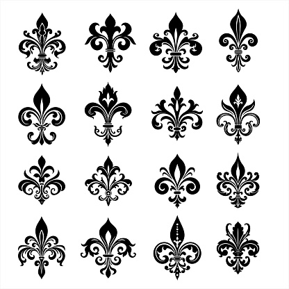 Set of 16 fleur-de-lis, fleur de lys designs
