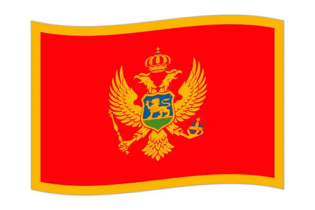 Vector illustration of Waving flag of the country Montenegro. Vector illustration.