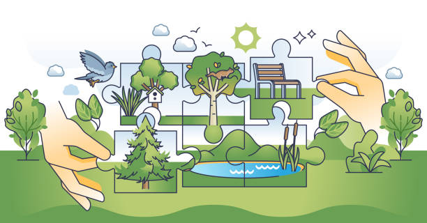 istock Green infrastructure with sustainable city parks hands outline concept 2147687146
