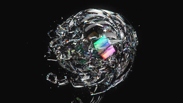 Shattered Geometry In Slow Motion - Glass Sphere - Innovation And Disruptive Technology, Scientific Breakthrough, Strength And Determination, Shattered Expectations