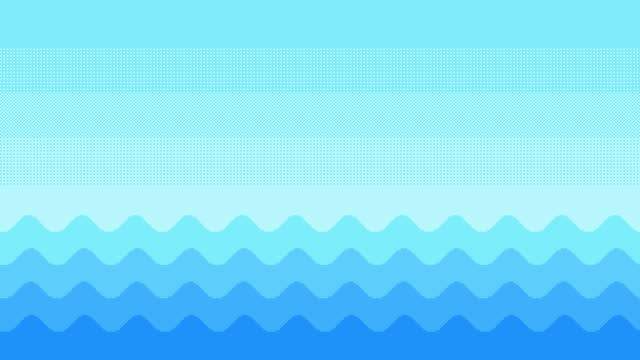 Animated pixel art sea waves background. Looping animation.