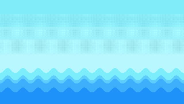 Animated pixel art sea waves background. Looping animation.
