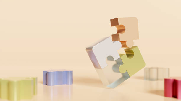 istock Final piece of puzzle. Teamwork and success solution concept. 3D puzzle pieces 2147687601