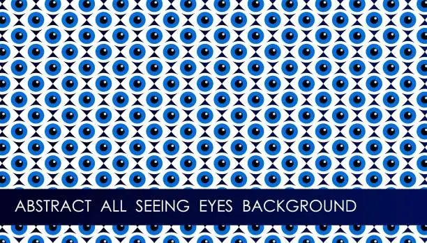 Vector illustration of Horizontal eyeball tile abstract background with eye, cover, site presentation in HD format. UI template layout for web design of internet products. Vector banner