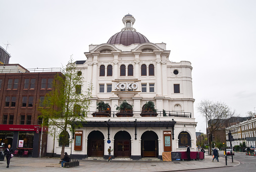 London, UK - April 6th 2024: Exterior daytime view of KOKO live music venue and nightclub in Camden.