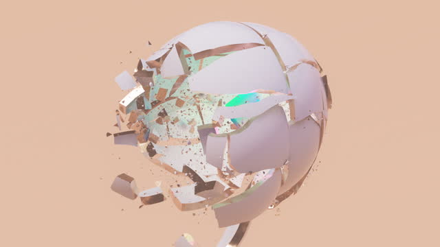 Shattered Geometry In Slow Motion - Peach Colored - Innovation And Disruptive Technology, Scientific Breakthrough, Strength And Determination, Shattered Expectations
